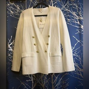 White Sailor Style Double-Breasted Blazer